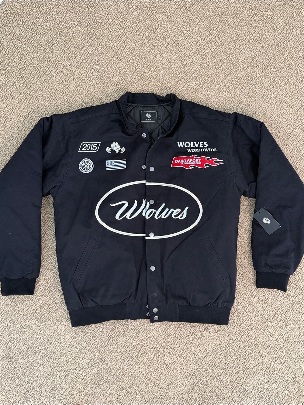 Darc Sport Black Wolves Worldwide Patch Jacket with Red Accent